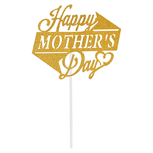 Binaryabc Happy Mother's Day Cake Toppers Cupcake Picks Cake Decoration Party Supplies,10Pcs(Golden Glitter) #TOP6
