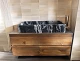 Lavabo de encimera rectangular de granito negro, medida 90 x 45 cm, altura 16 cm