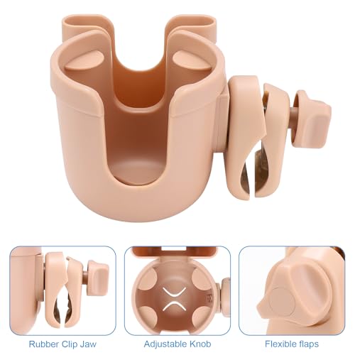 Image of Accmor Stroller Cup Holder with Phone Holder, Bike Cup Holder, Universal Cup Holder for Uppababy Nuna Doona Strollers, 2-in-1 Cup Holder for Walker, Wheelchair, Scooter