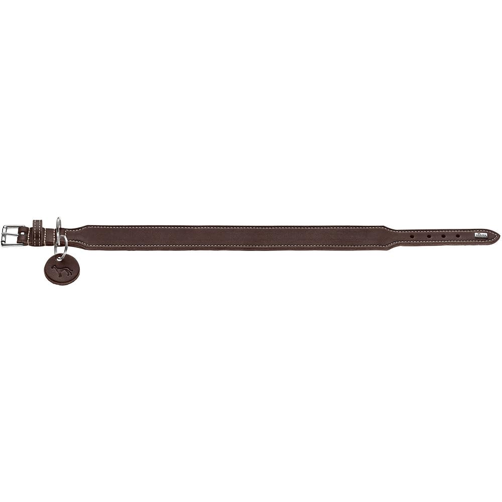 HUNTER Aalborg Collier Extra Large en Cuir Souple avec Coutures contrastées élégantes Noir Taille 60