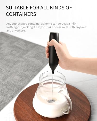 Image of CIRCLE JOY Rechargeable Milk Frother Handheld, Coffee Frother Wand Drink Mixer with Stainless Steel Whisk for Coffee, Cappuccino, Lattes, Frappe, Matcha and Hot Chocolate, Black