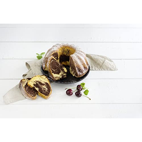 Foto von Zenker Gugelhupfform Ø 25 cm BLACK METALLIC, Backform aus Stahlblech, Kuchenform mit Antihaftbeschichtung (Farbe: Schwarz), Menge: 1 Stück