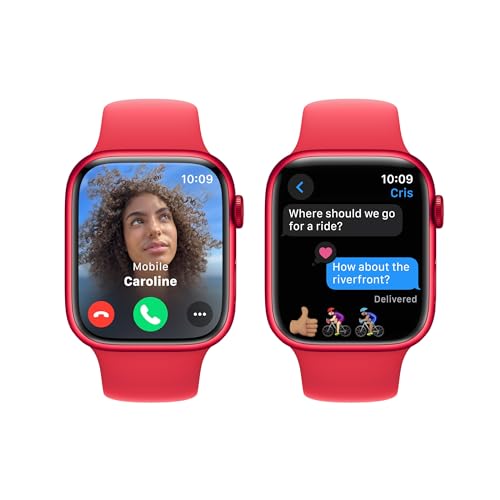 Image of Apple Watch Series 9 [GPS, 45mm] - (PRODUCT)RED Aluminum Case with (PRODUCT)RED Sport Band, M /L (Renewed)