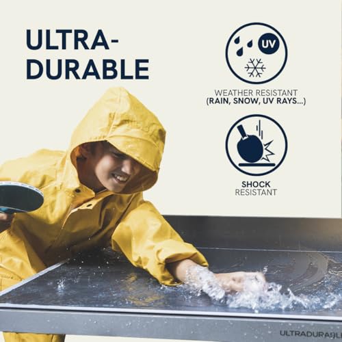 Image of CORNILLEAU - 400X Outdoor Table Tennis Table - 5mm Weatherproof Surface, Anti-Glare Coating, Adjustable Legs, Paddle & Ball Storage, Foldable Design, Point Counters - 5 mm Blue or Grey