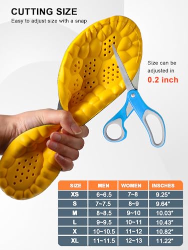 Image of 4D Cloud Insoles for Men and Women, Arch Support Insoles, Memory Foam Insoles, Shock Absorption and Cushioning Sports Shoe Insoles (Yellow, XL (Men 9-11 /Women 10-11)