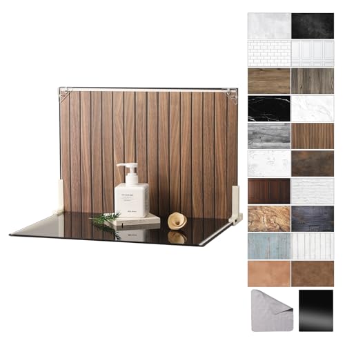 Food Photography Backdrops with Gloss Black Acrylic 10 Pcs 20 Patterns Photo Backdrop Board Waterproof Tabletop Small Shooting Kit for Creator Metlakat