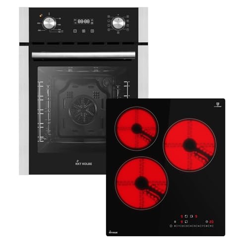 KKT KOLBE Conjunto 45cm Horno electrico empotrable EB4505ED | 45cm Placa vitrocermica KF4500RL | Función Pizza | Parrilla | Aire circulante | Temporizador automático | SET4505KF45RL