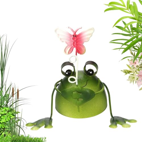 Qyljeiwred Metall-Tierfiguren – Eisen, realistische Froschstatue, niedliche Hof-Ornamente, Mehrzweck-Dekofiguren für Bücherregal, Terrasse, Tischplatte