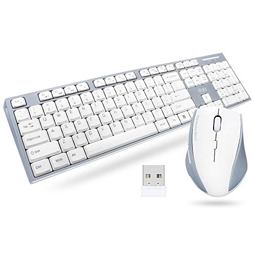 UHURU Wireless Keyboard and Mouse Combo, 2.4G Whisper Compact Full Size USB Wireless Keyboard and Mouse for Laptop, Mac, PC, Desktop, Tablet, Computer, Windows, Smart TV