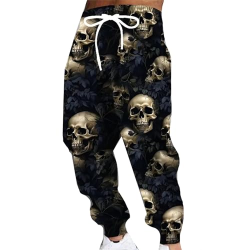 boiszeda Coole Ausgefallene Hosen Herren Gothic-Totenkopf-Muster 3D Druck Kordelzug Elastische Taille Hose Jogger Hose boiszeda Coole Ausgefallene Hosen Herren Gothic-Totenkopf-Muster 3D Druck Kordelzug Elastische Taille Hose Jogger Hose