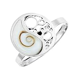 Echt Shiva auge muschel. 81stgeneration Frauen .925 Sterling Silber 2,4 mm Yin Yang Filigran Shiva Muschel Verstellbar Ring