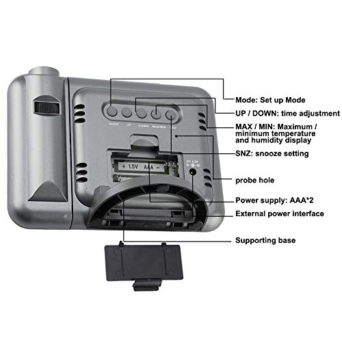 Projection Alarm Clock, Usb Digital Led Alarm Clock Weather Forecast/Calendar/Humidity 180° Rotable Projecter For Home(Black) #TOP6