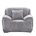 Price comparison product image Thick Sofa Covers 1/2/3/4 Seater Pure Color Sofa Protector Velvet Easy Fit Elastic Fabric Stretch Couch Slipcover size 1 Seater:90-140cm (Light Gray)