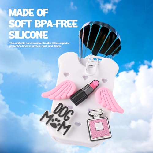 Image of Mity rain Hand Sanitizer Spray Case Compatible With Touchland, Cute Silicone Hand Sanitizer Holder Keychain with 4 Charms, Portable Refillable Sanitizer Accessory, Gift for Women And Teens