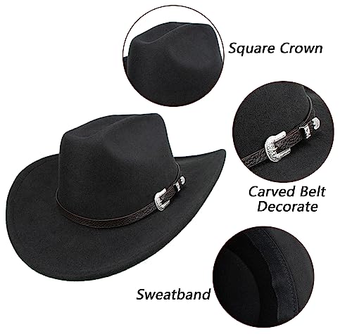 Ycmi Classic Western-Cowboy-Hat Men Womens Wide Brim Cowgirl Hats Felt Fedora Hat thumb #5