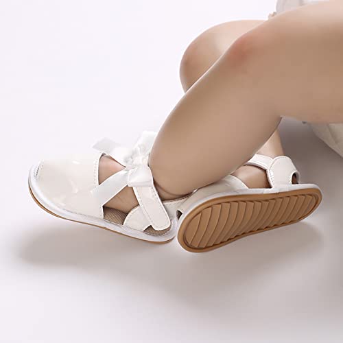 Baby Toddler Sandals Infant Girls Boys Shoes First Walkers Soft Anti-Slip Sole Flat Sandals Cute (White, 6 Toddler)3
