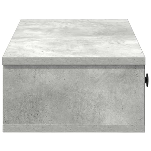 HOMELEN Estantería flotante para la pared, estantería de pared con cajones, color gris hormigón, 60 x 28 x 15 cm, estantes de pared a base de madera, diseño moderno, espacio de almacenamiento