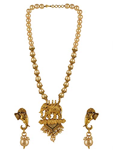 Efulgenz Indian Bollywood Traditional Gold Plated Crystal Faux Kundan Pearl Wedding Choker Necklace Earrings Jewelry Set (Style3)