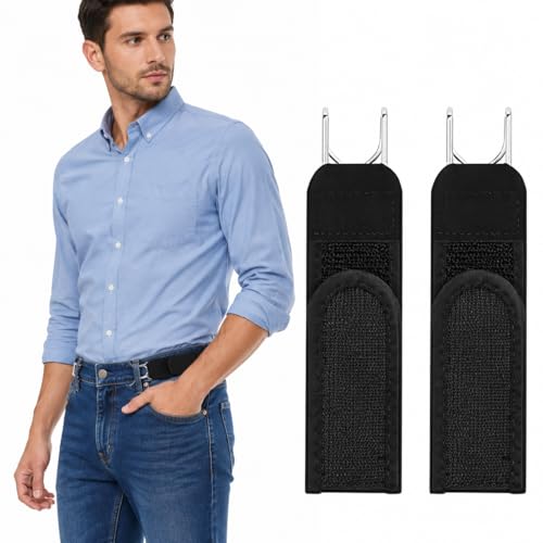 Image of FEORA Buckle Less Belt for Men, No Buckle Belt Free Size Adjustable Elastic Belt Strap for Men Jeans Women Dresses Buckleless Belt Hook Tactical Metal (BLACK)