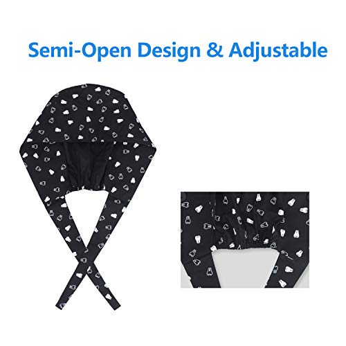 QBA Adjustable Working Cap with Button, Cotton Working Hat Sweatband, Elastic Bandage Tie Back Hats for Women & Men, One Size