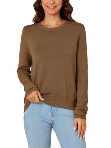 Image of Vrtige Women's Casual Crewneck Long Sleeve Lightweight Knit Pullover Fall Sweater Top