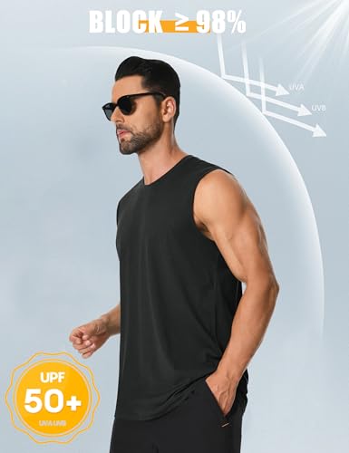 Cotrasen Men's Tank Top UPF 50+ Cotton Sleeveless Shirt Lightweight Casual Gym Workout Shirts Cooling Muscle Tee Shirt2