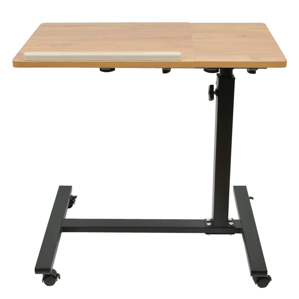 Mesa de cama médica con ruedas en forma de C – 2 hojas auxiliares ajustables para hospital, sofá y discapacitados