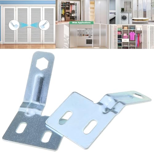 Bisagras metálicas plateadas para puertas dobles plegables Heyous, 4 piezas, para reparación de puertas de gabinete de pared, sala o dormitorio miniatura 5