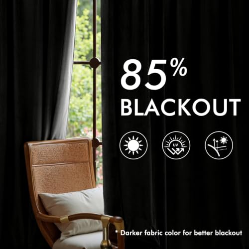 Image of MIULEE Gray Velvet Curtains 90 inches Long, Pinch Pleated Blackout Drapes with Hooks, Thermal Insulated Pinch Pleat Panels for Bedroom Living Room, 2 Panels