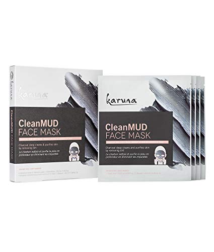 Karuna CleanMUD Facial Sheet Mask: Charcoal Mud Sheet Mask, 4 Count