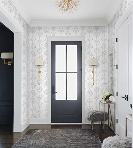 Feisoon 17.3"X118" White And Black Wallpaper Peel And Stick Wallpaper Grey Leaf Stripe Wallpaper Self Adhesive Wallpaper Removable Wallpaper Waterproof Wallpaper For Wall Furniture Cabinet Decor Vinyl #TOP2