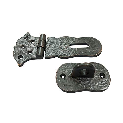 Image of Adonai Hardware inchParan inch Heavy Duty Antique Cast Iron Safety Locking Hasp and Staple (6 inch x 1 Pack, Oil Rubbed Bronze) for Vintage Pirates Treasure Chest, Trunks, Wooden Jewelry Box, Cases, Furniture