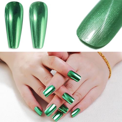 Green Nail Polish Chrome Metallic Nail Varnish, Mirror Quick Dry Metal Effect No UV Needed Christmas Nail Art Polish Chrome Nail Polish - Image 5