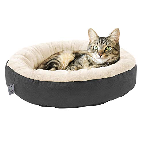 Loves-cabin-Round-Donut-Cat-and-Dog-Cushion-Bed-20in-Pet-Bed-for-Cats-or-Small-Dogs-Anti-Slip-Water-Resistant-Bottom-Super-Soft-Durable-Fabric-Pet-beds-Washable-Luxury-Cat-Dog-Bed-Dark-Grey