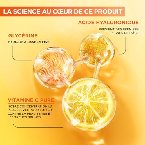 GARNIER Skin Active - Sérum Nuit Booster d’Éclat - Efficace Sur Taches Brunes & Rides - Illumine Le Teint - Vitamine C Pure, Acide Hyaluronique - Vegan & Cruelty Free - Tous Types de Peaux - 30 ml – Image 5