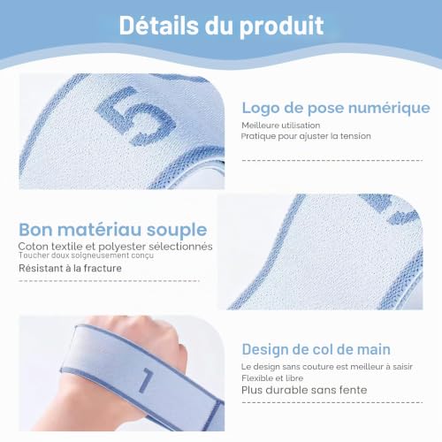Sangle de Yoga, Band Elastique Sport 12 Boucles Hautement Extensible, Élastique Fitness Lavable et Réglable, Pour Étirements, Pilates & Gymnastique, Débutants à Professionnels - Bleu Clair – vue 4
