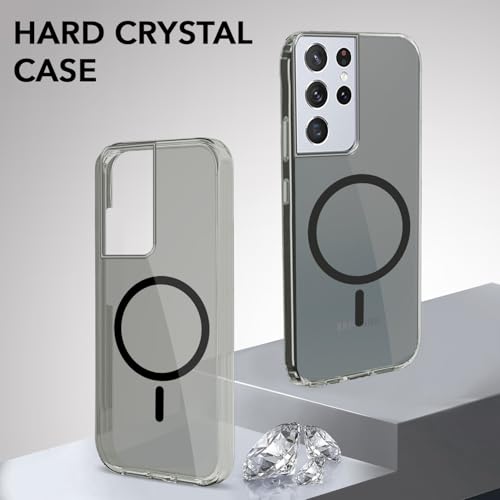 Image of Jkobi Lifetime Anti-Yellow MagSafe Compatible Clear Back Cover Case for Samsung Galaxy S21 Ultra 5G (Sleek Hard Crystal | Shockproof and Camera Protection)