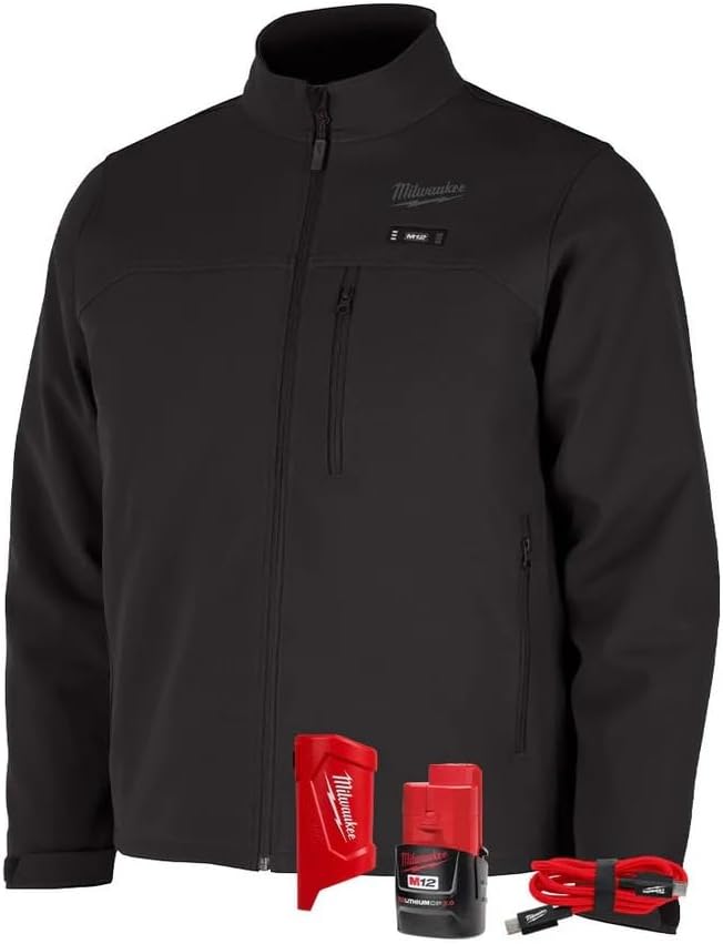 Milwaukee M12 Heated Jacket Kit - Battery and Charger Included (2XL, Black)