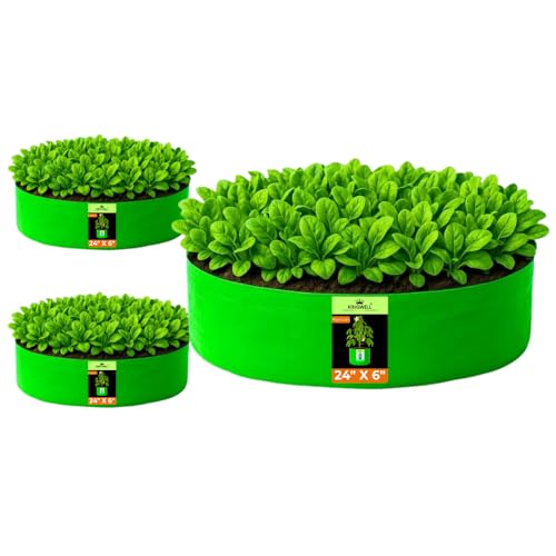 Image of Kingwell grow bags 24x6 inch pack of 3 Grow Bag For Terrace Garden Leafy Vegetable Plant Grow Bags Fruits Growing Containers For terrace Gardening