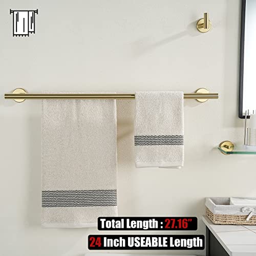 Jqk TB100L24-BG Double Towel Bar, 24 Inch Brass Gold Bath Towel Rack thumb #2