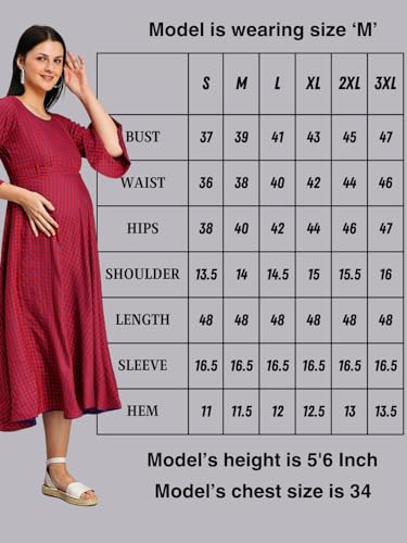 Image of DUMMY SHAPE Feeding Kurtis for Women Cotton Blend | Floral Pregnancy Flare Kurta with Dual Nursing Zippers to Pre & Post Partum | Maternity Dresses | Gifts for Pregnant Woman