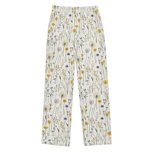 Farm Dandelion Floral Boys Pants for Kids Jogger Pants with Pockets S - Main Image