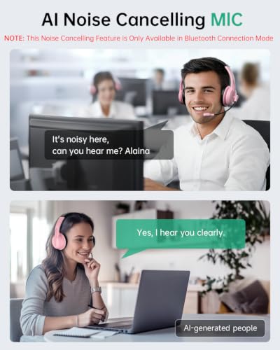 Image of AOC Wireless Headset with Mic for Work, AI Noise Cancelling, Bluetooth | AI Noise Cancelling Mic, Bluetooth 5.3, USB-A /C Dongle Included, Mic Mute, Compatible with PC, Laptop & iPhone