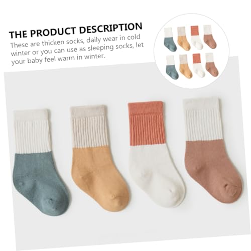 LIFKOME 4pairs Unisex Socks Comfortable Cotton Socks for Boys and Girls of Mid-calf for Years Soft and Warm for Cold Weather4