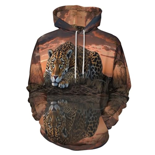 Pull imprimé couple jaguar sweat à capuche vêtements de sport pour sortie nature