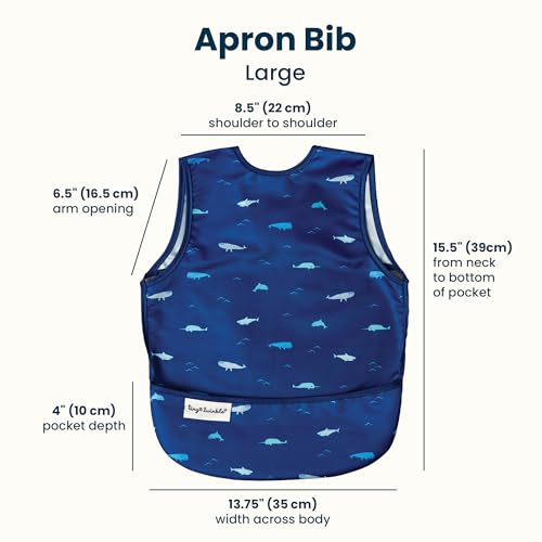 Image of Tiny Twinkle Mess Proof Baby Bib for Boys | Waterproof Toddler Bib for Eating | Baby Apron for Feeding, Machine Washable | Perfect Shower Gift (Ocean Life, 2-4Y)
