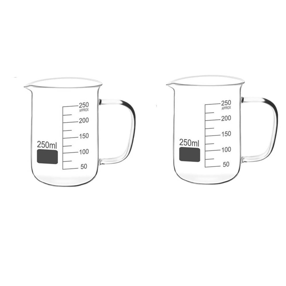 Szklany kubek wysokiej klasy Szklany kubek laboratoryjny i kuchenny z uchwytem, ​​wykonany z wysokiej jakości szkła borokrzemianowego, o pojemności 50–1000 ml(50ml 2pcs)