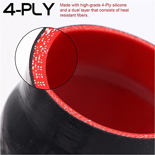 ID 3 inch to 4inch Straight Reducer Coupler Silicone Hose 4-Ply with 2PCS Stainless Steel T-Bolt Clamp