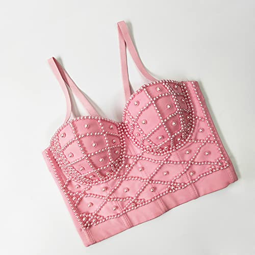 Image of VEENDEO Women's Strap Beads Bustier Corset Crop Top Club Party Bra
