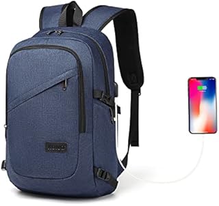 Laptop Backpack Anti-Theft Travel Business Computer Rucksack Work Bag with USB Charging Port Lightweight Laptop Bag Water Resistant College School Backpack Bag for Men Women fits 15.6 Inch (Navy)